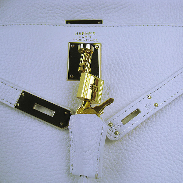 High Quality Hermes Kelly 35CM Togo Leather Bag White 6308